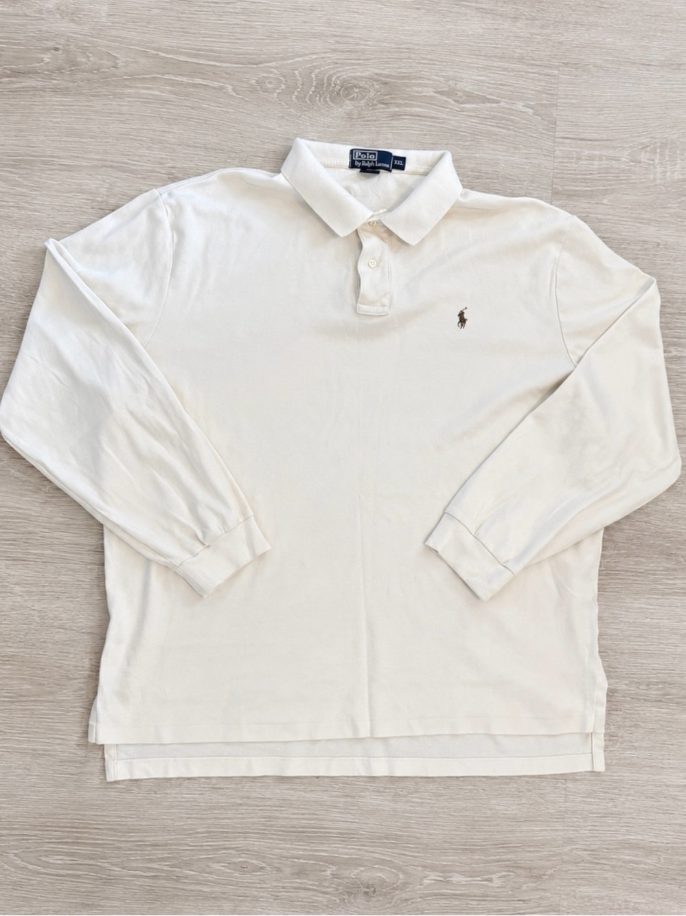 Polo Ralph Lauren Long Sleeve Polo Shirt Men’s XXL Cream Ivory 100% Cotton